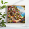 Mediterranean Coastal Villa Cross Stitch Kit 🌸🏡🌊☀️