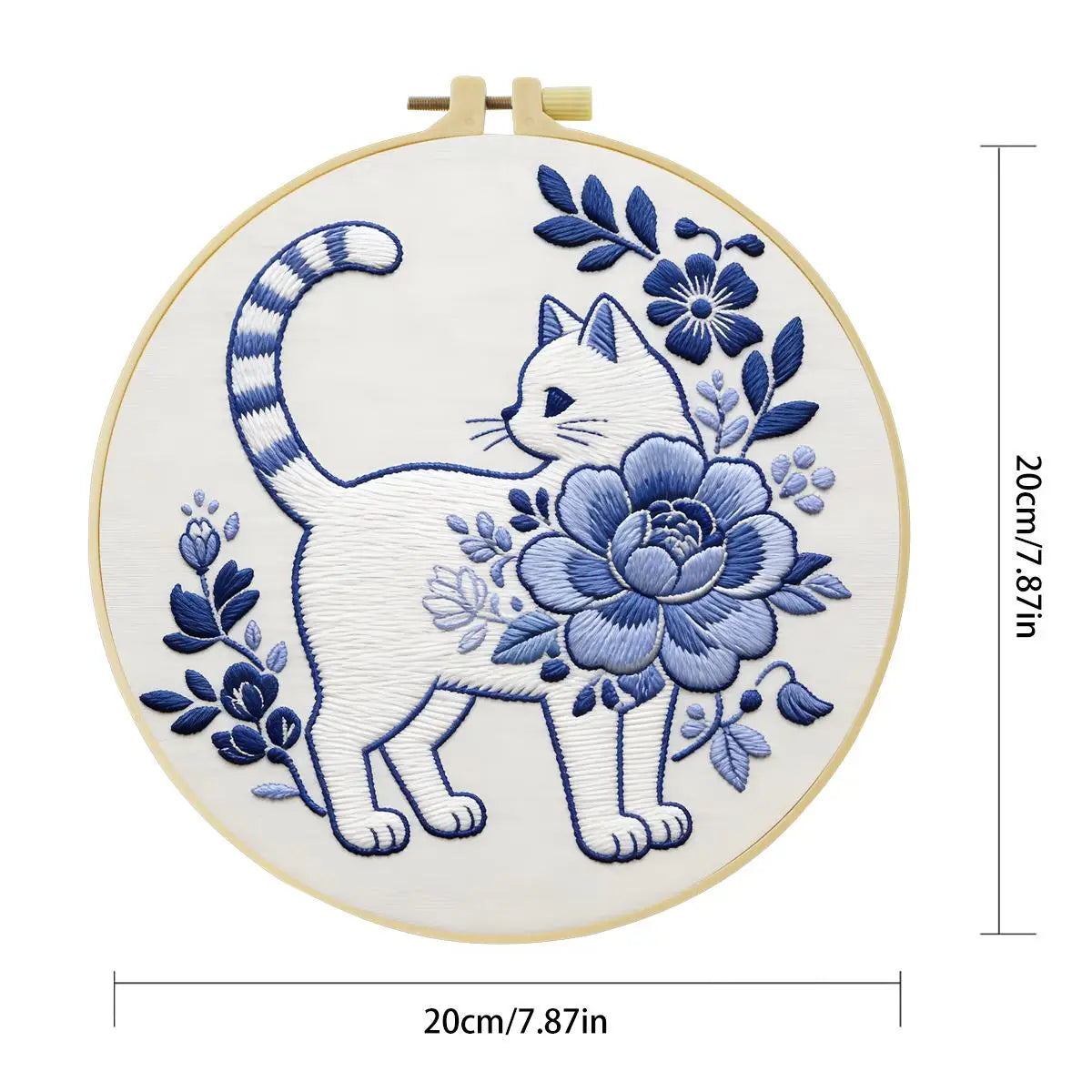 Blue Blossom Cat Embroidery Kit Kits For Stitchers