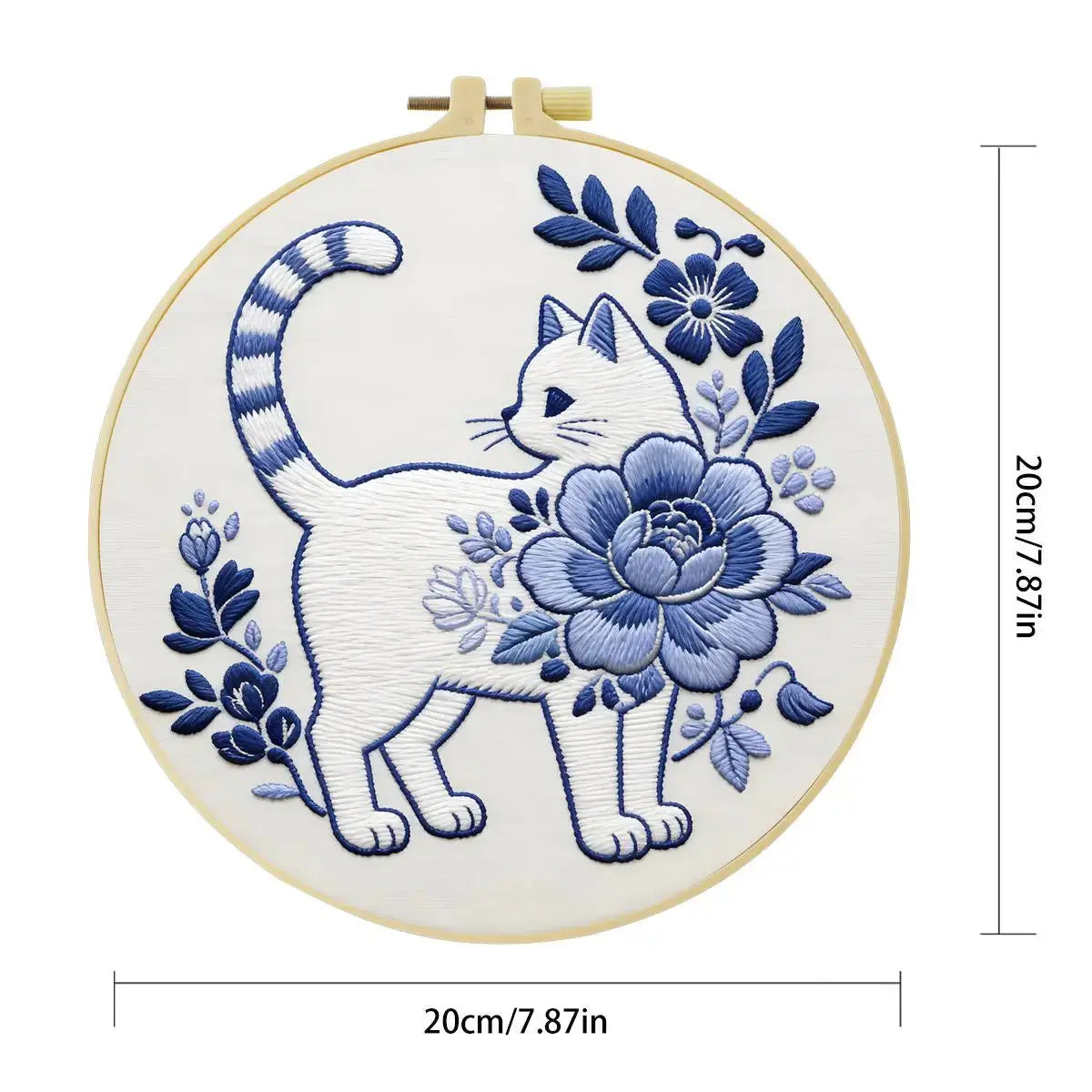 Blue Blossom Cat Embroidery Kit Kits For Stitchers