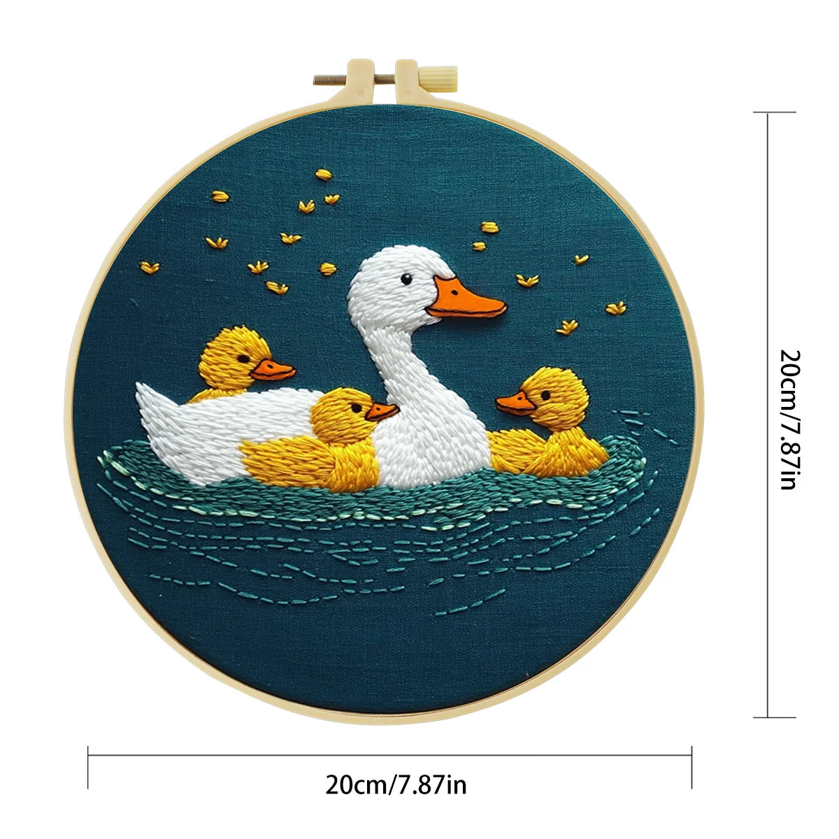 Mother Duck & Ducklings Embroidery Kit – Cute Farm Animal DIY Sewing Craft, Nursery Wall Art Hoop Decor