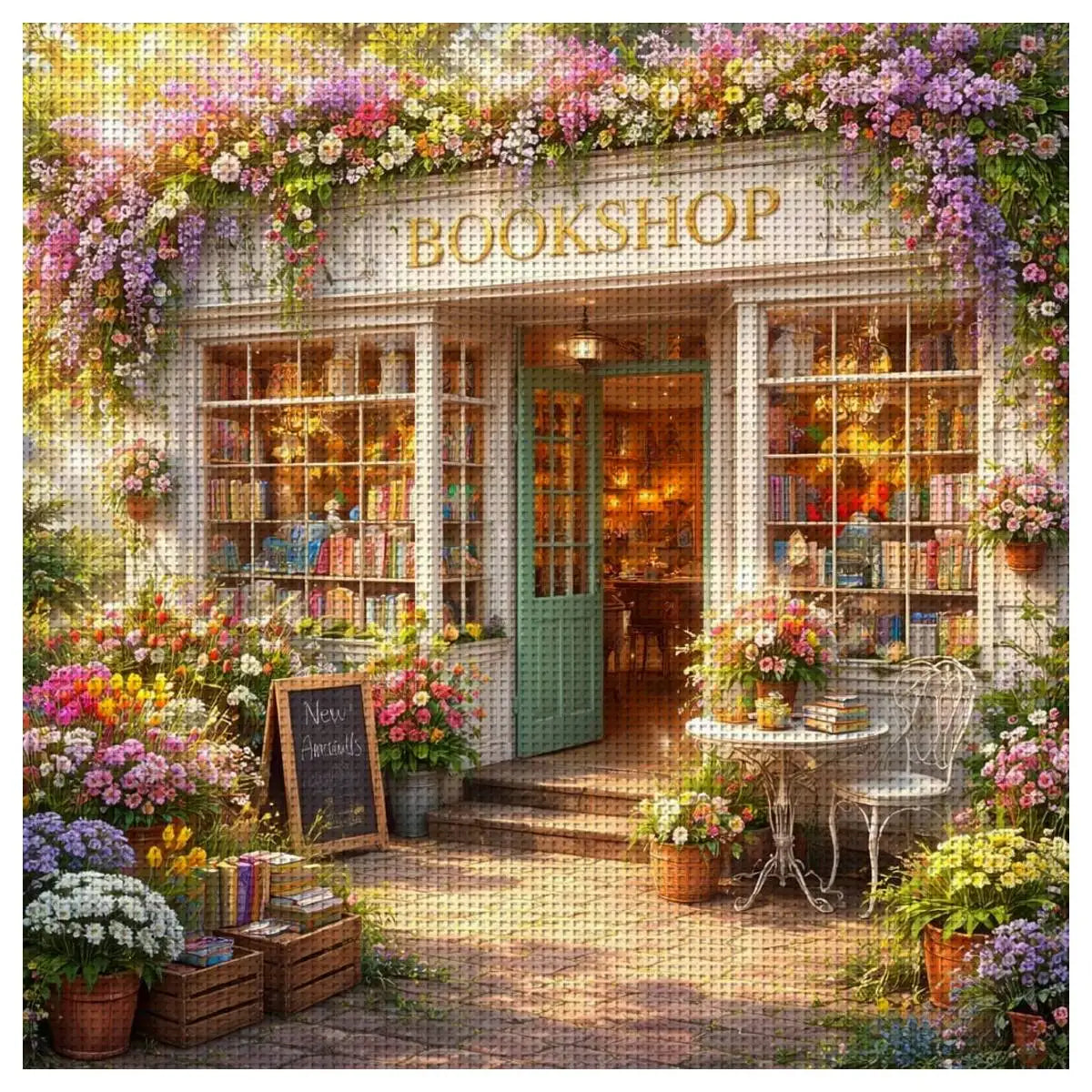 Blooming Bookshop Cross Stitch Kit 📚🌸🏡✨