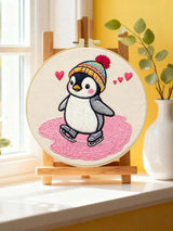Cute Penguin Embroidery Starter Kit – DIY Cartoon Animal Sewing Art Set for Beginners