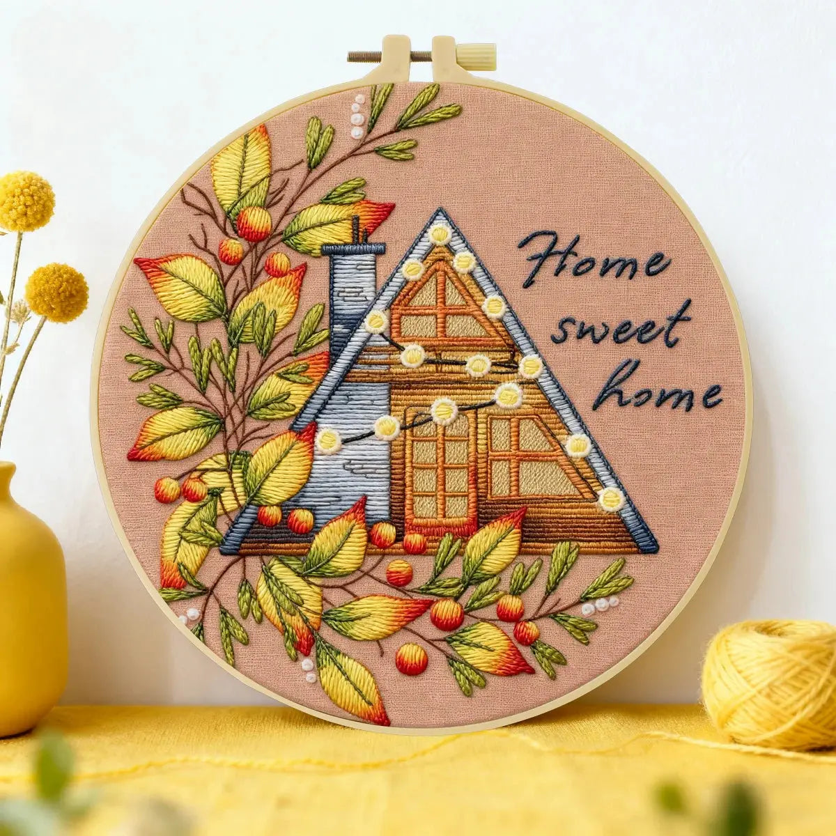 Home Sweet Home Embroidery DIY Kit – Cozy Cottage Beginner Stitching Kit with Hoop, Pattern & Threads The Stichers Heavane