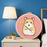 Cute Hamster Punch Needle Wall Art – Handmade Embroidery Hoop Decor for Nursery & Cozy Rooms
