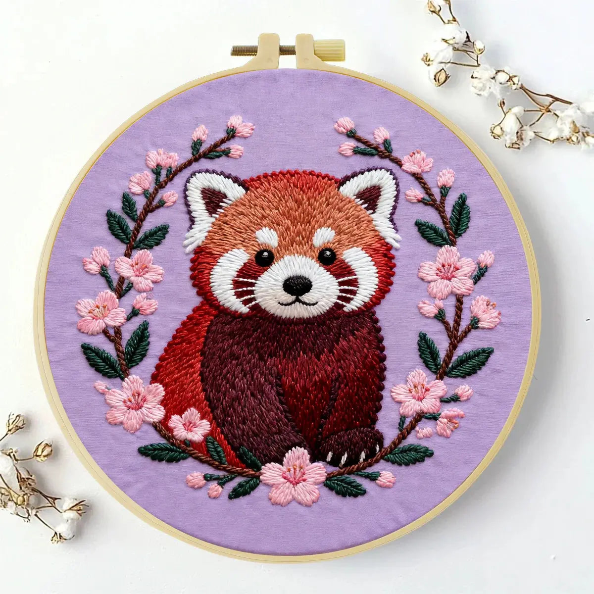 Red Panda Embroidery DIY Kit – Cute Animal Beginner Stitching Kit with Hoop, Pattern & Threads The Stichers Heavane