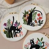 Cat & Floral Embroidery Kit The Stichers Heavane