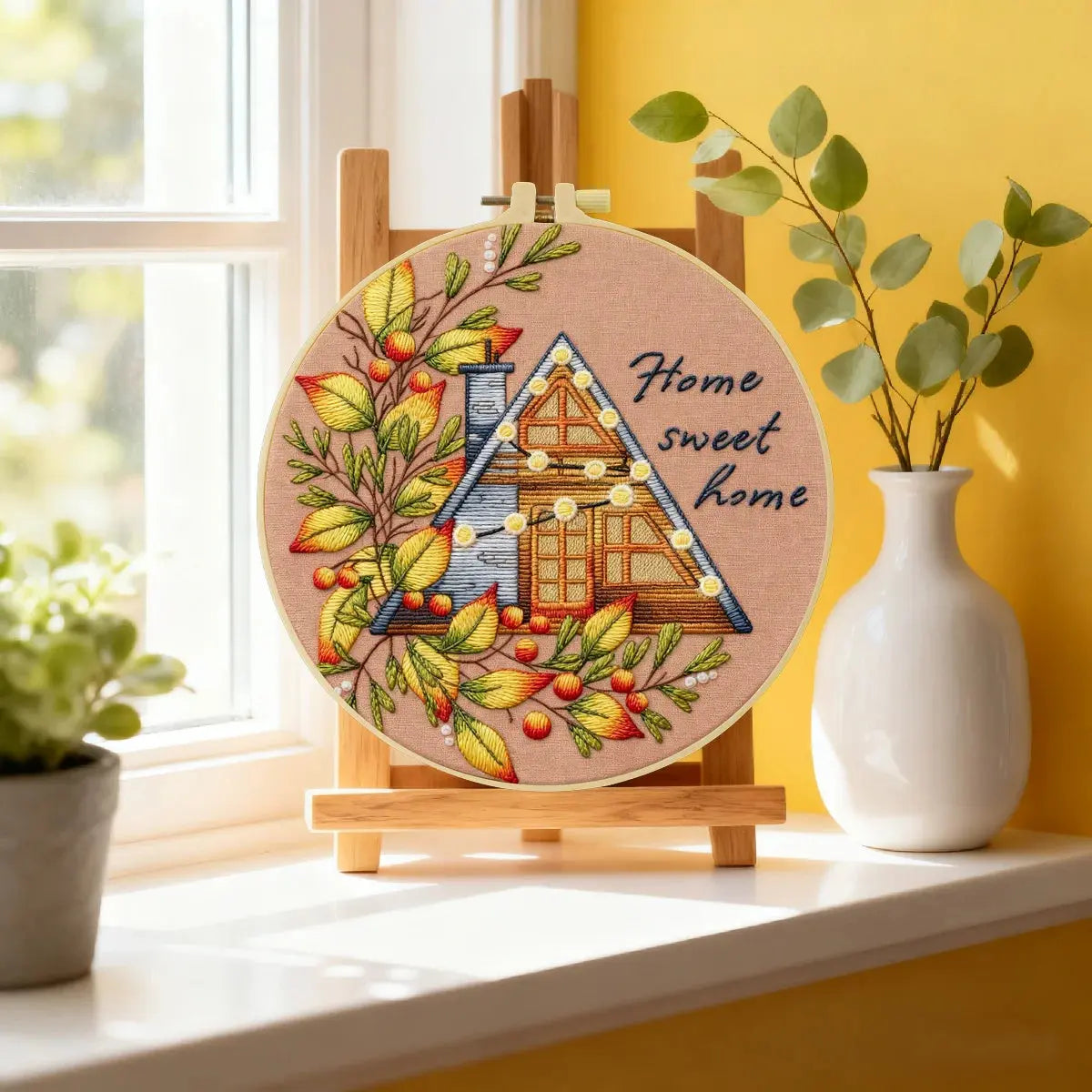 Home Sweet Home Embroidery DIY Kit – Cozy Cottage Beginner Stitching Kit with Hoop, Pattern & Threads The Stichers Heavane