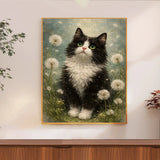 Dandelion Cat Cross Stitch Kit 🐱🌼🧵