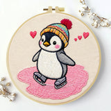 Cute Penguin Embroidery Starter Kit – DIY Cartoon Animal Sewing Art Set for Beginners