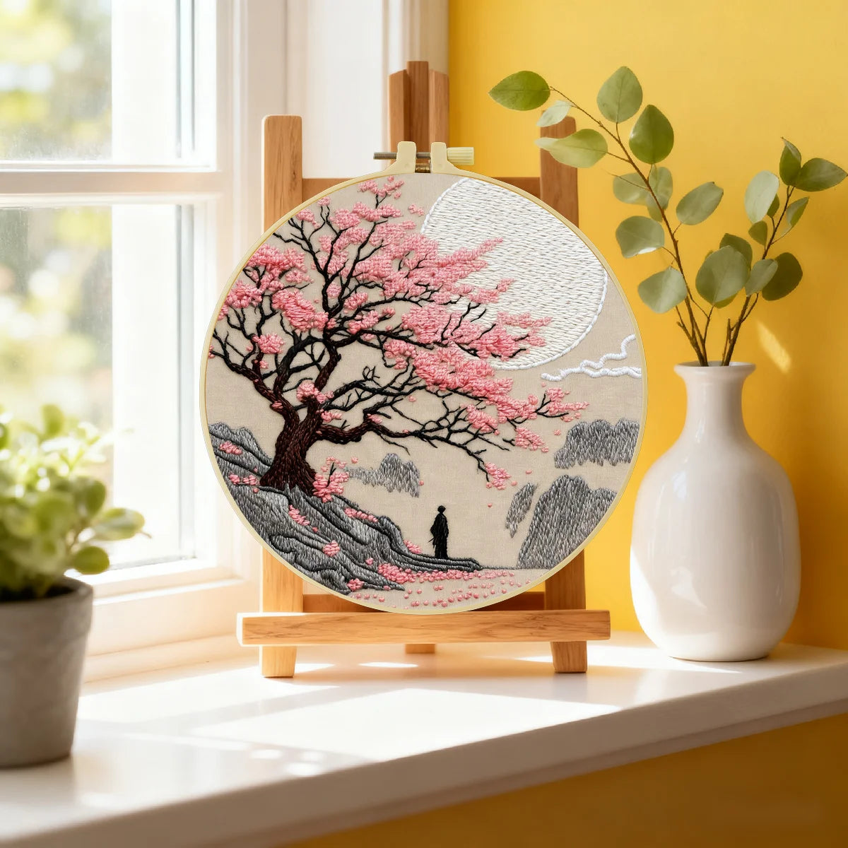 Lavender Field Embroidery DIY Kit – Beginner Floral Stitching Kit with Hoop & Pattern