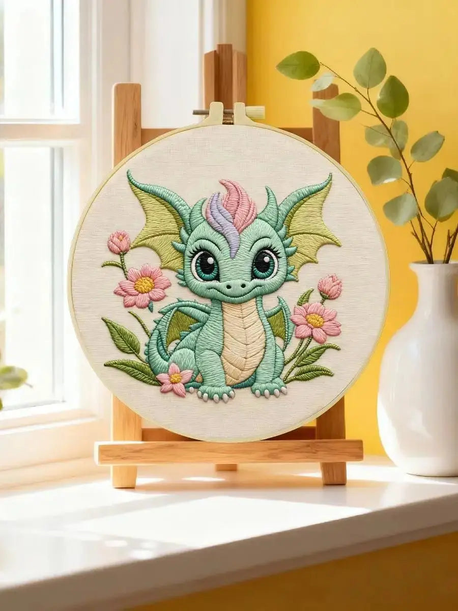 Baby Dragon Embroidery Kit 🐉🌸 Kits For Stitchers