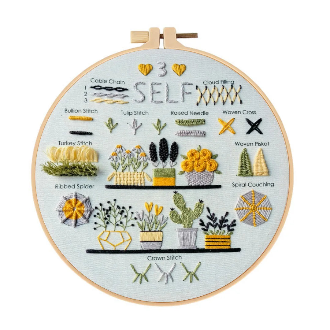 3-Piece Beginner Embroidery Stitch Learning Kit Kits For Stitchers