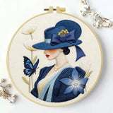 Elegant Lady in Blue Embroidery Kit Kits For Stitchers