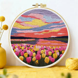 Sunset Tulip Fields Embroidery Kit Kits For Stitchers