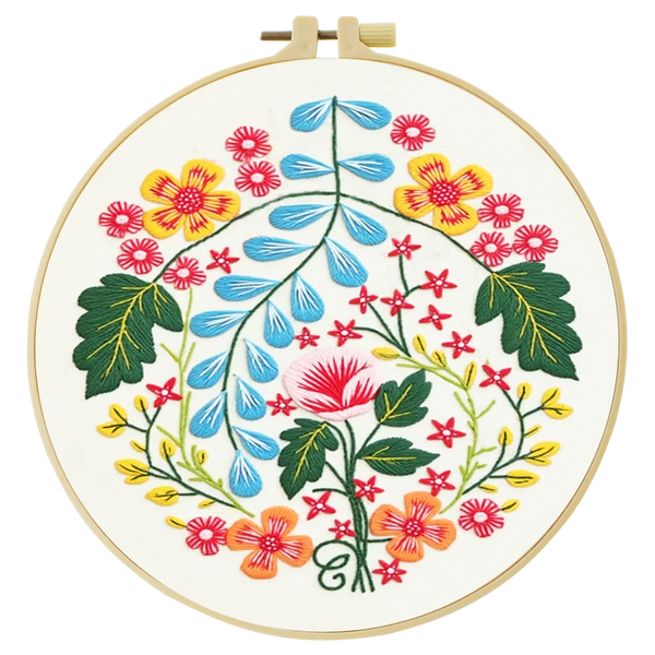 Folk Floral Hand Embroidery Kit