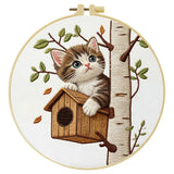 Cute Kitten Embroidery Kit for Beginners – DIY Cat Hand Embroidery Hoop Set Kits For Stitchers