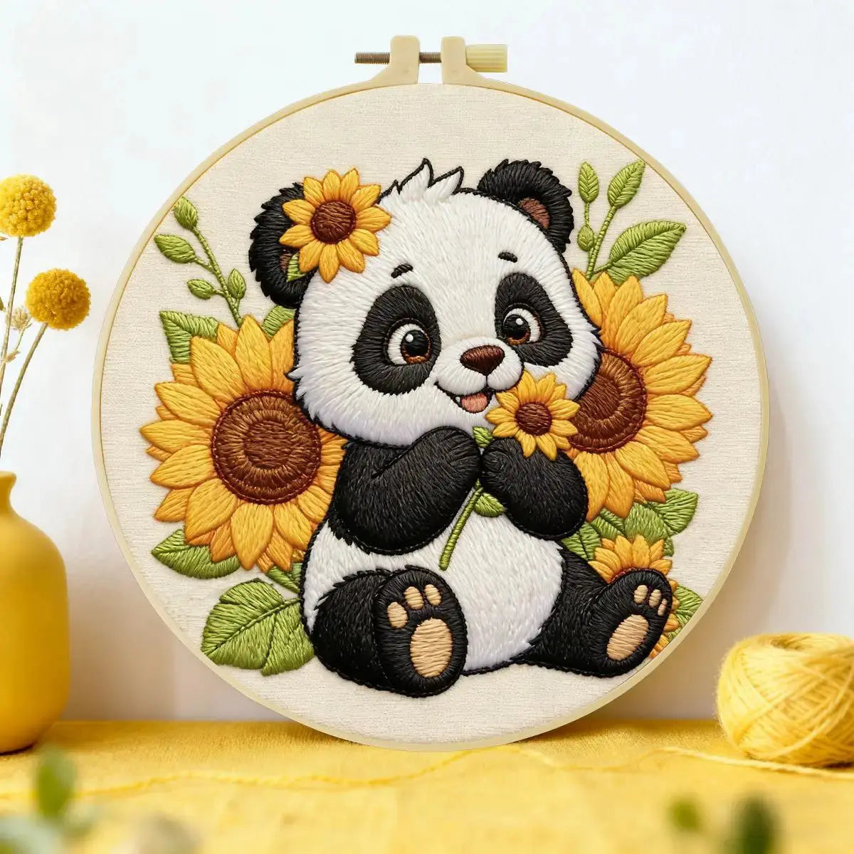 Sunflower Panda Embroidery Kit 🌻🐼 Kits For Stitchers