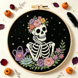 Floral Skeleton Embroidery Kit – Set of 3