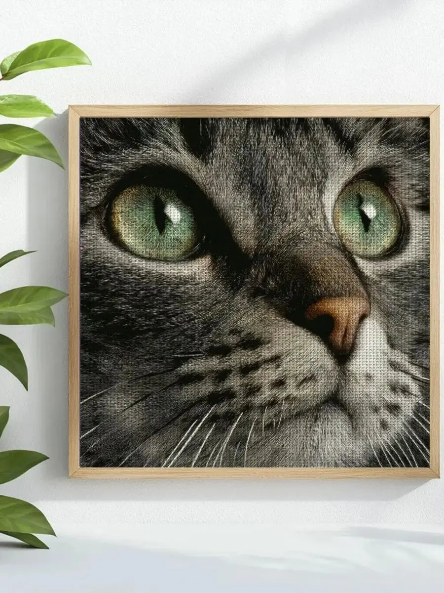 Emerald Eyes Cat Portrait Cross Stitch Kit 🐱💚✨ Kits For Stitchers