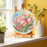 Pink Tulip Flower Embroidery Kit – DIY Floral Hoop Art for Beginners & Garden Lovers Kits For Stitchers