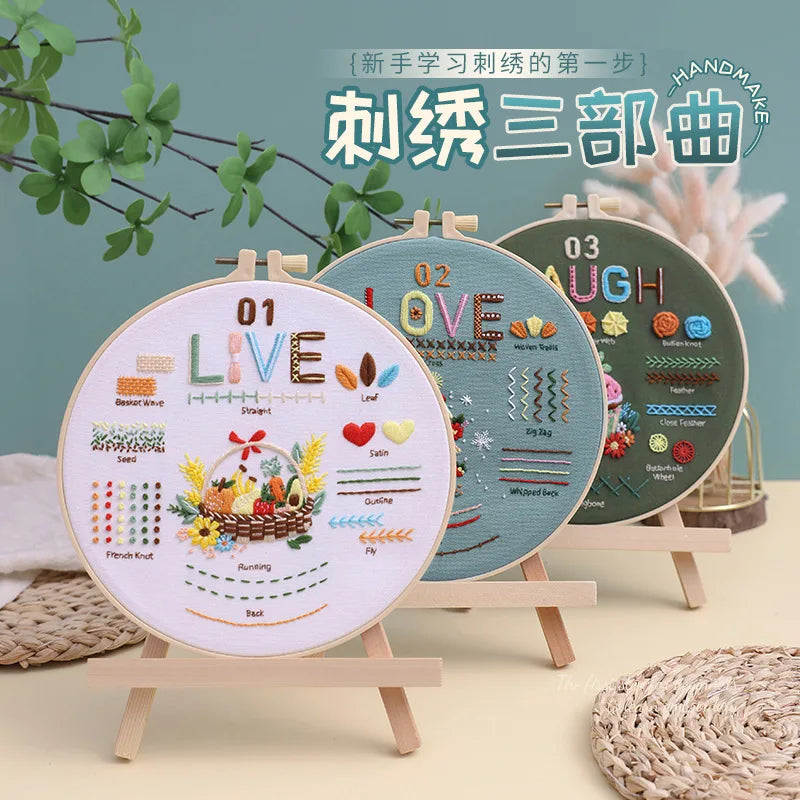 3-Piece Love & Laugh Beginner Embroidery Kit Kits For Stitchers