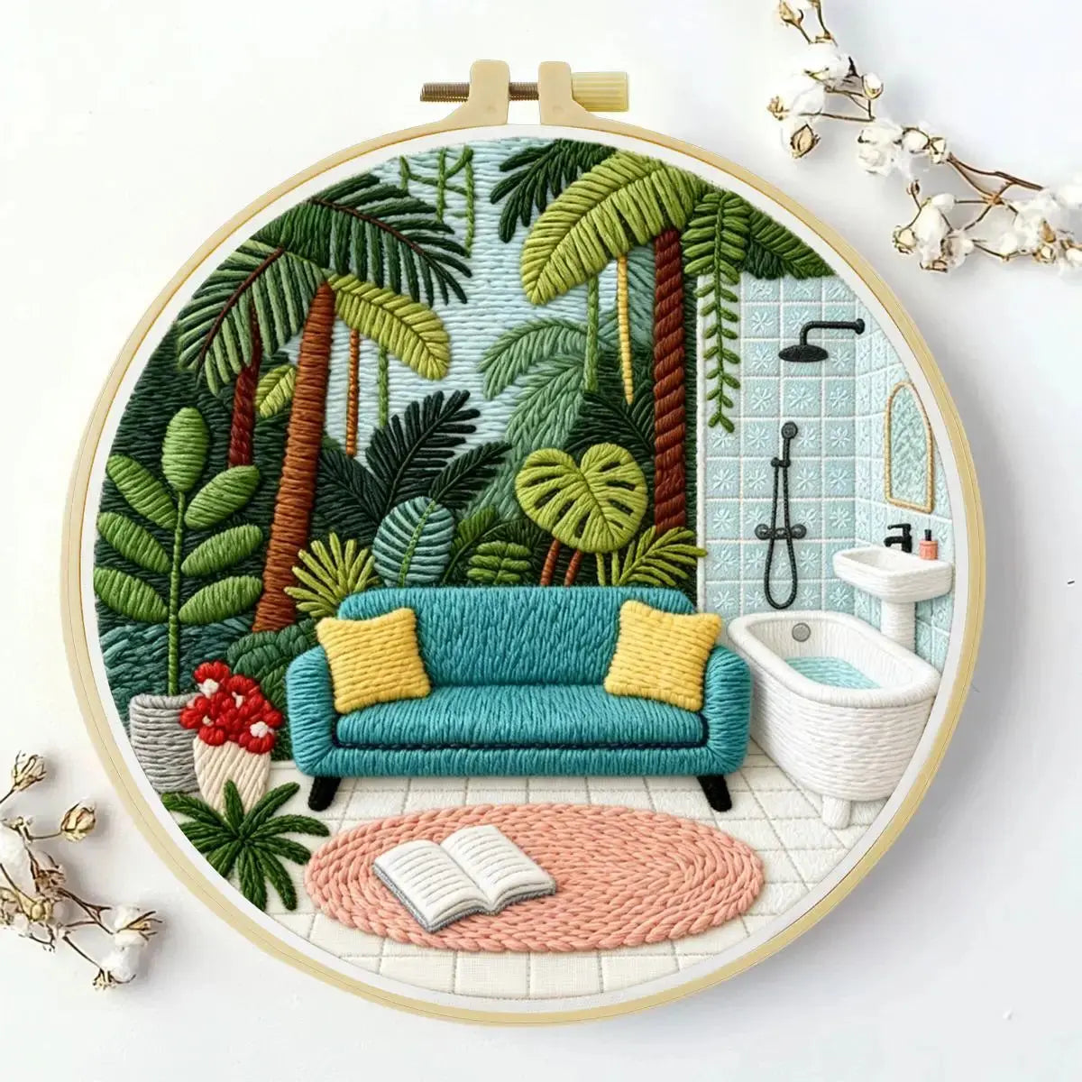 Tropical Oasis Embroidery Kit Kits For Stitchers