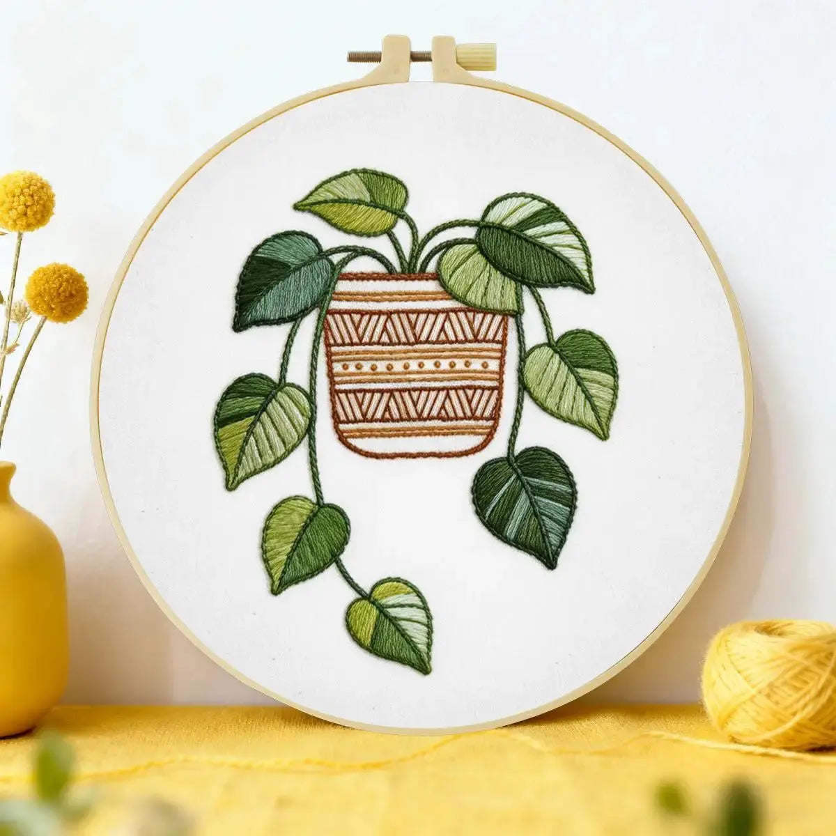 Hanging Pothos Plant Embroidery Kit Kits For Stitchers