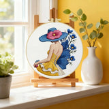 Blue Hat Lady Embroidery Kit Kits For Stitchers