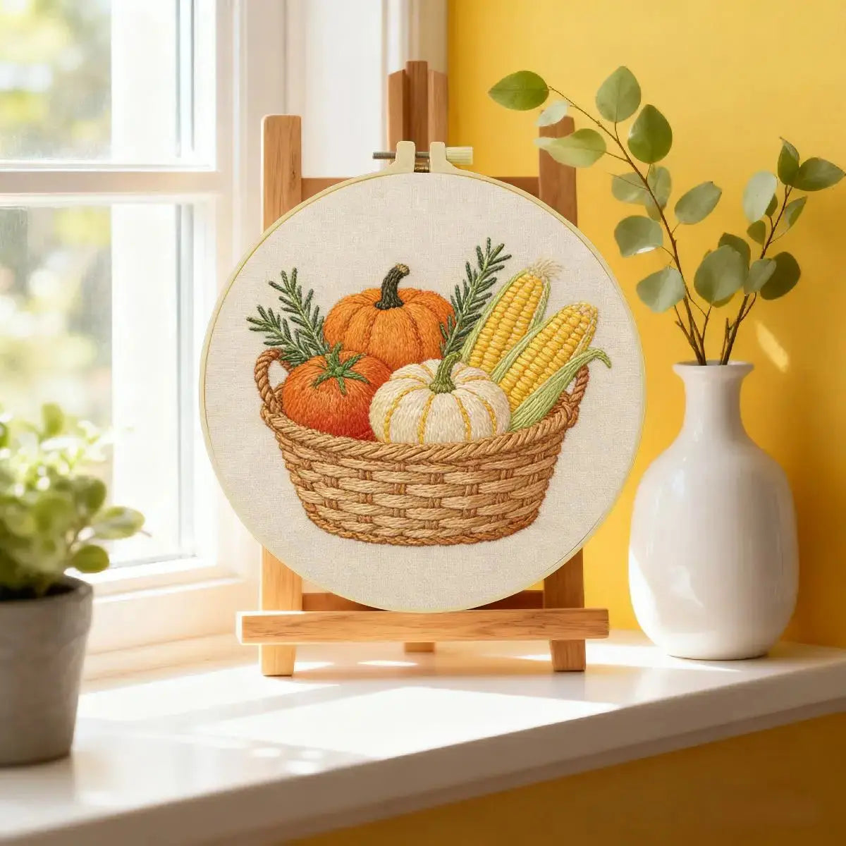 Autumn Harvest Basket Embroidery Kit Kits For Stitchers