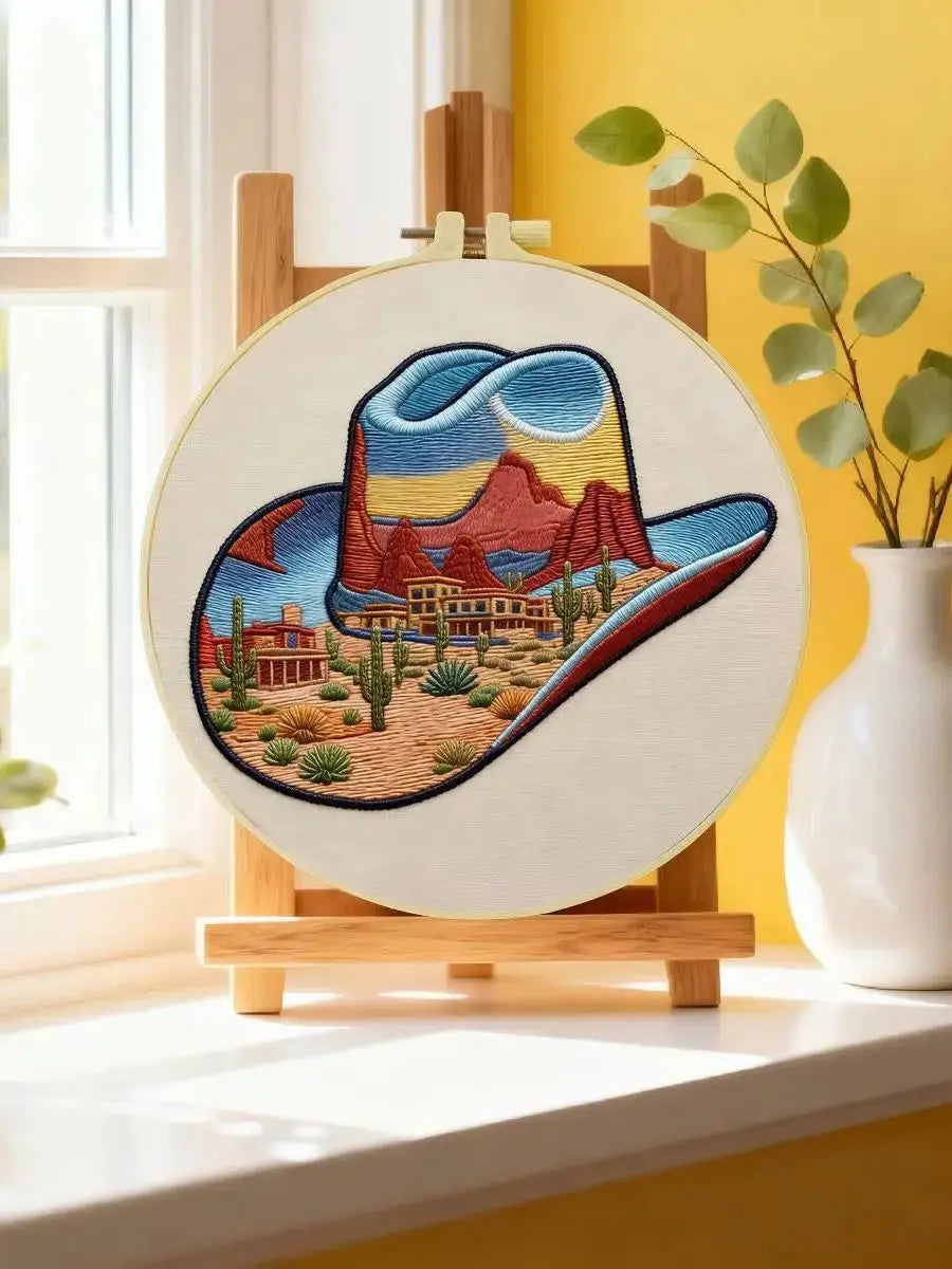 Desert Cowboy Hat Embroidery Kit Kits For Stitchers