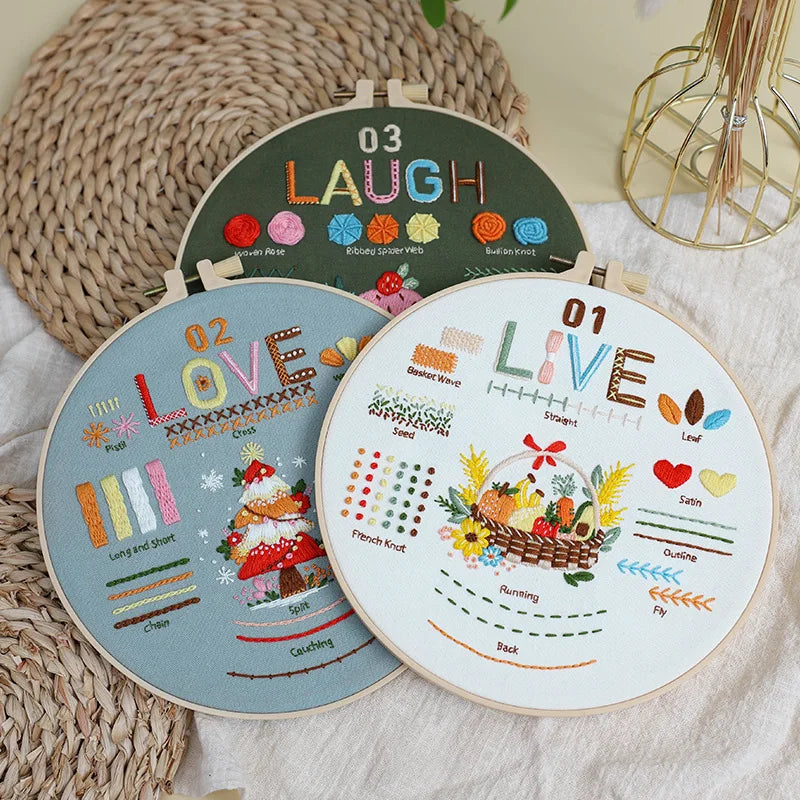 3-Piece Love & Laugh Beginner Embroidery Kit Kits For Stitchers