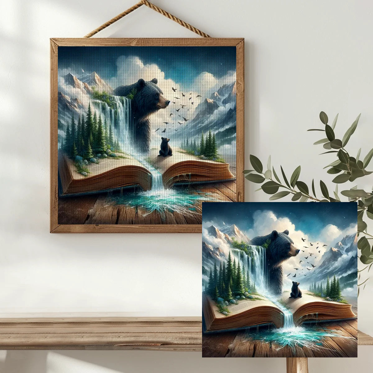 Enchanted Bear Storybook Cross Stitch Kit 🐻📖🏔️💧✨