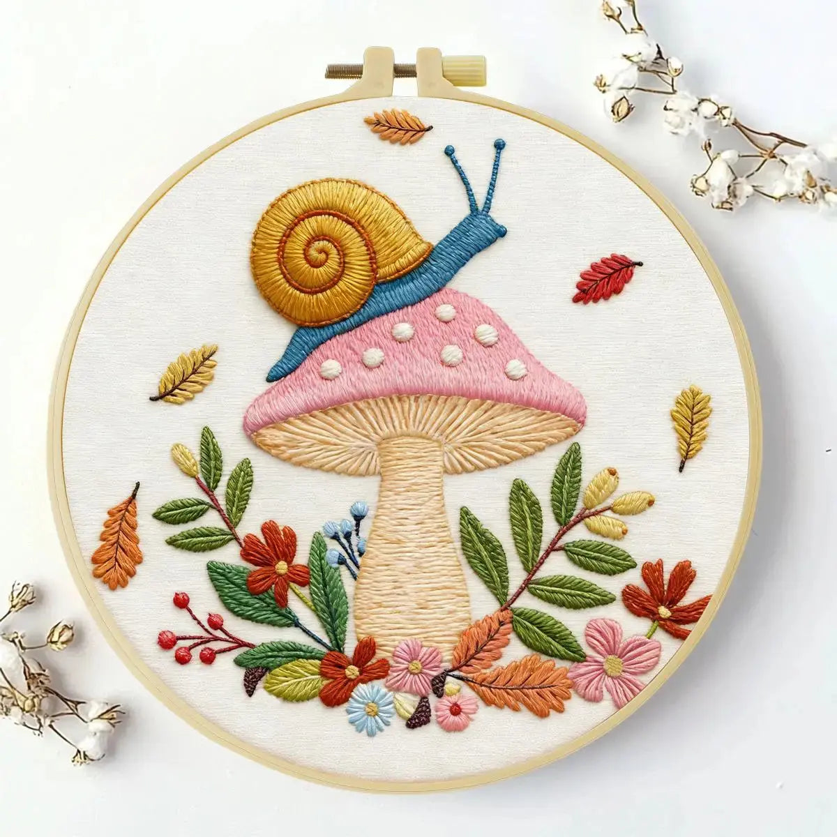 Whimsical Snail & Mushroom Embroidery Kit 🍄🐌 Kits For Stitchers
