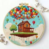 Floating House Balloon Embroidery Starter Kit – DIY Fantasy Landscape Sewing Art Set for Beginners Kits For Stitchers