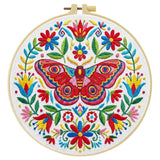 Colorful Folk Moth & Floral Embroidery Kit Kits For Stitchers