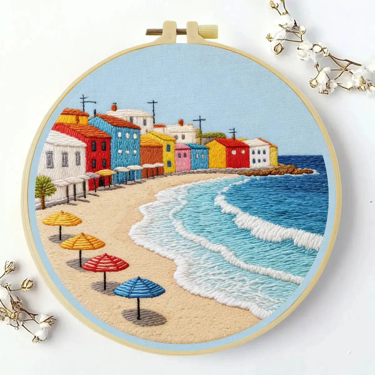 Seaside Village Embroidery Kit Kits For Stitchers