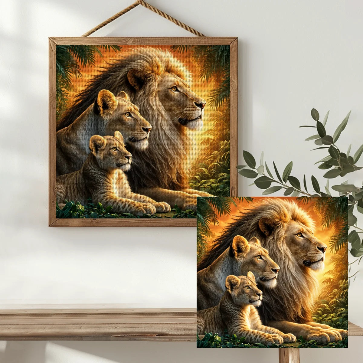 Lion Family Cross Stitch Kit 🦁👑✨🌿