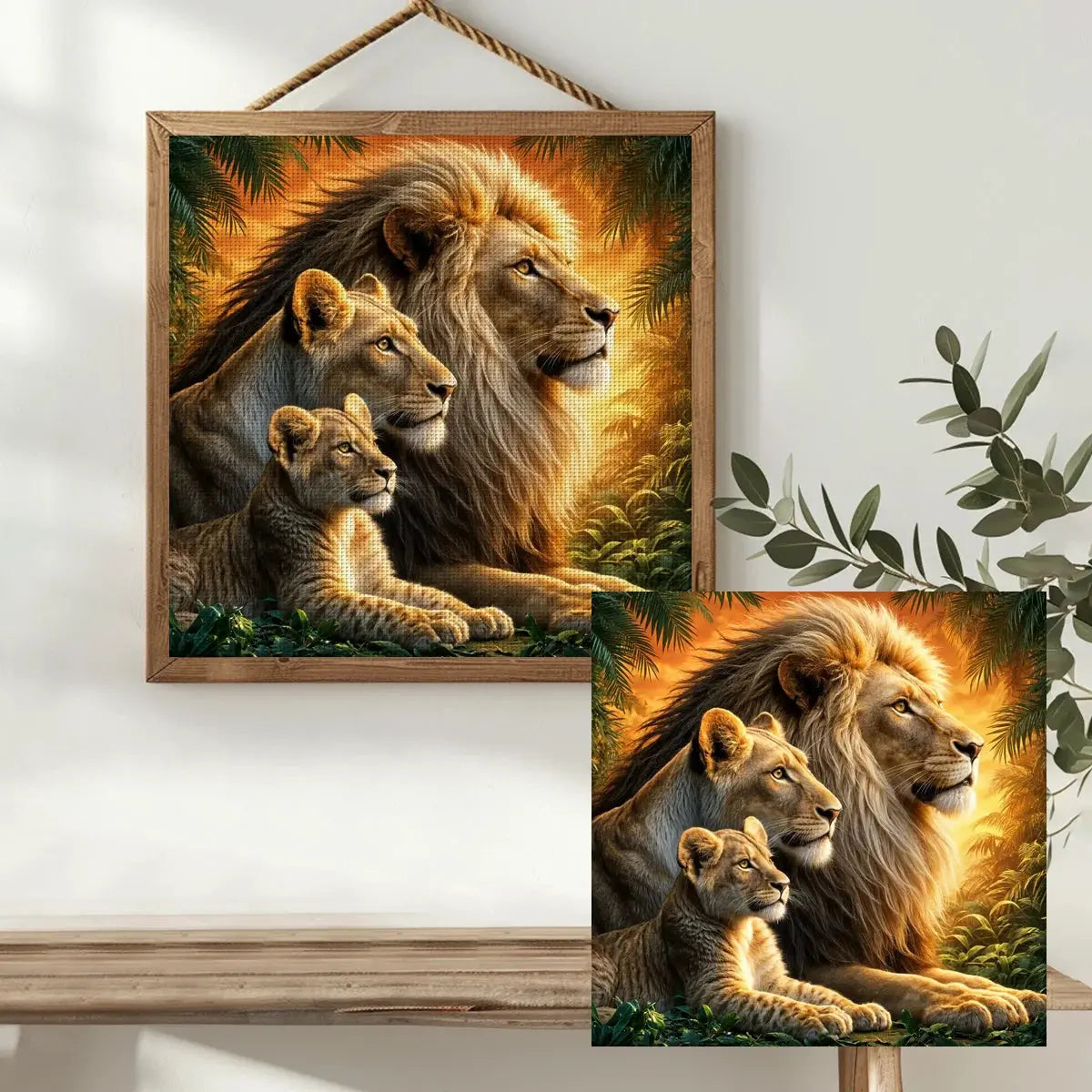 Lion Family Cross Stitch Kit 🦁👑✨🌿 Kits For Stitchers