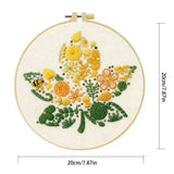 Yellow Floral Embroidery Kit with Bee – Modern Flower DIY Hand Embroidery Hoop Art, Botanical Wall Decor Craft Kits For Stitchers