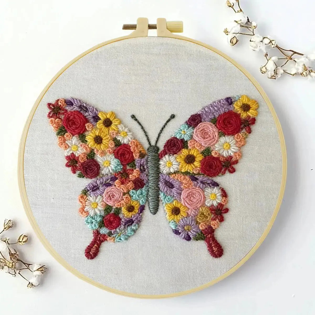 Floral Butterfly Embroidery Kit Kits For Stitchers