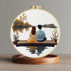 Romantic Lakeside Couple Embroidery Kit – Sunset Dock Love Scene Needlepoint Pattern for Couples & Anniversary Gifts