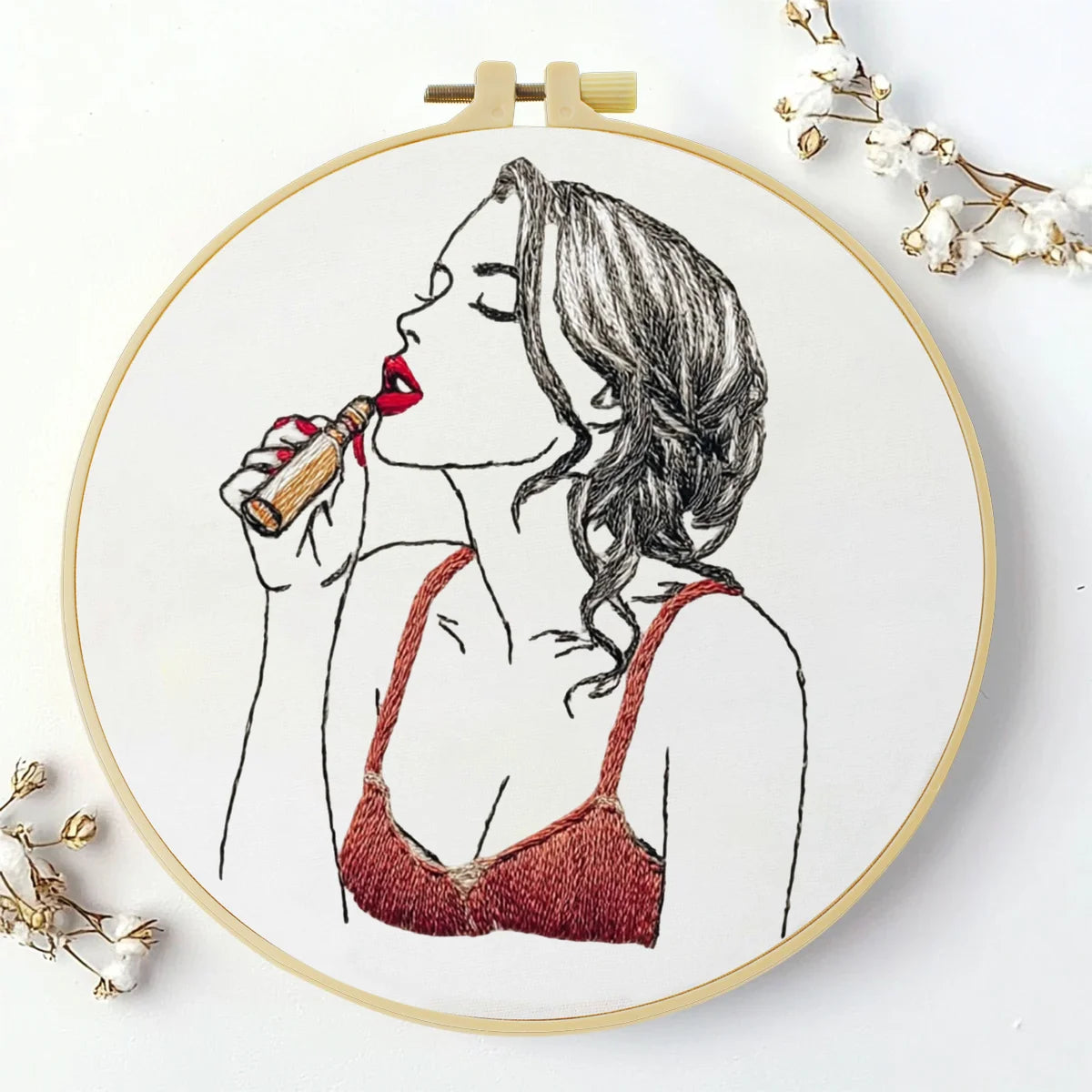 Red Lipstick Embroidery Kit 💄🧵