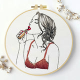 Red Lipstick Embroidery Kit 💄🧵
