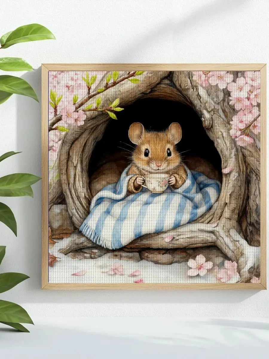 Cozy Mouse Teatime Cross Stitch Kit
