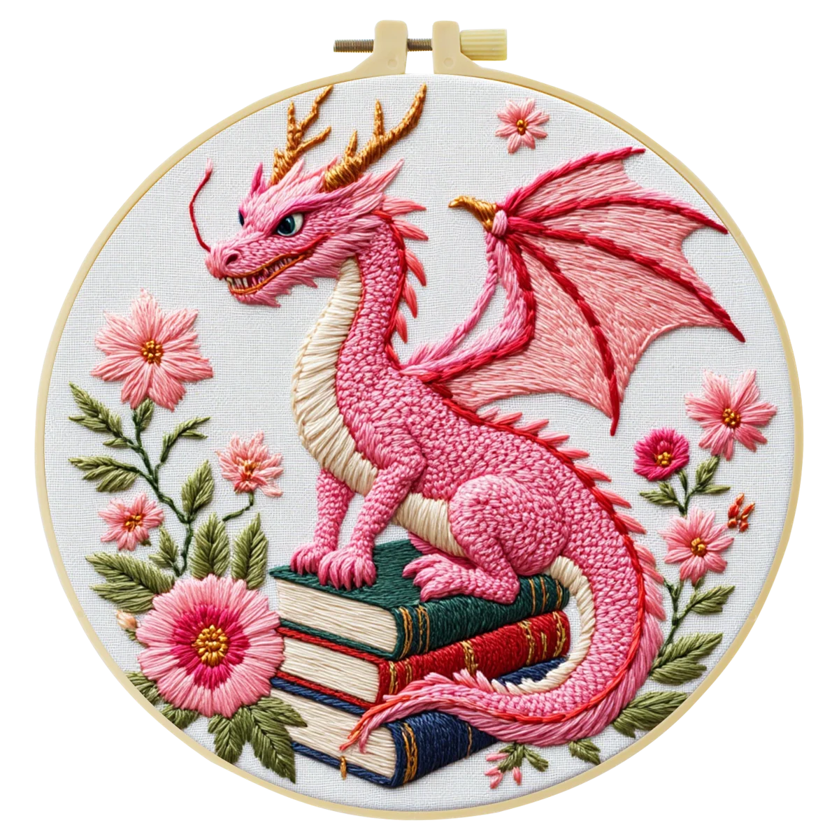 Pink Dinosaur Bag Embroidery Starter Kit