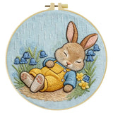 Sleeping Bunny Embroidery Kit – Cozy Rainy Day Rabbit DIY Hand Embroidery Set 🐰🌧️💛 Kits For Stitchers
