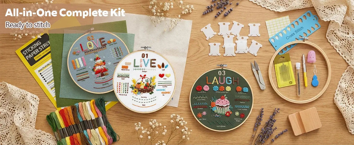 Love, Laugh & Live Beginner Embroidery Kit Kits For Stitchers