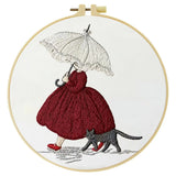 Lady in a Red Skirt Embroidery Kit
