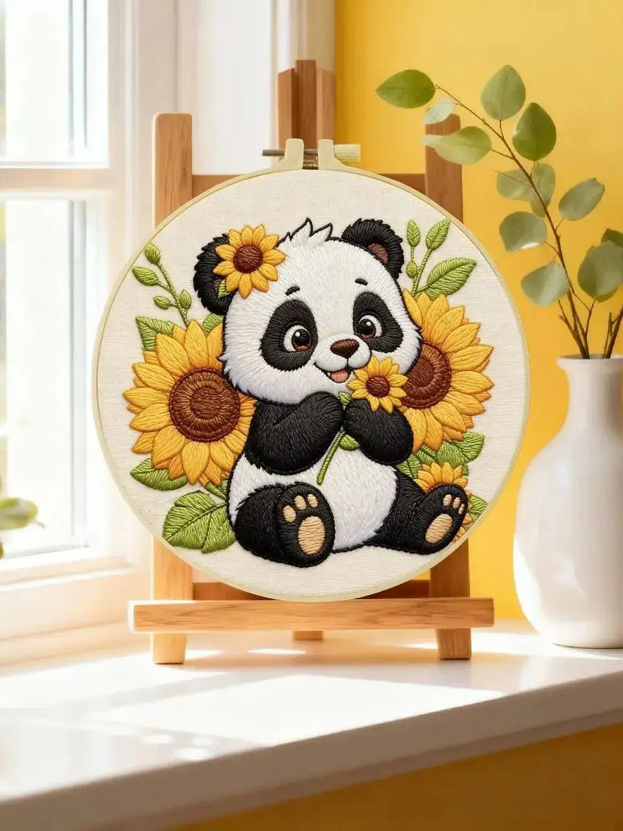 Sunflower Panda Embroidery Kit 🌻🐼 Kits For Stitchers