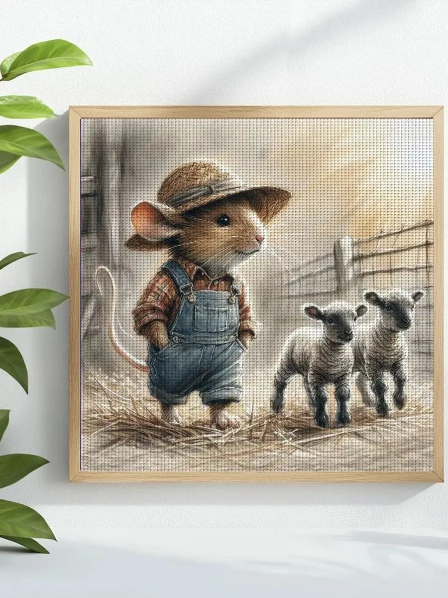 Little Farm Mouse & Lambs Cross Stitch Kit 🐭🐑🌾